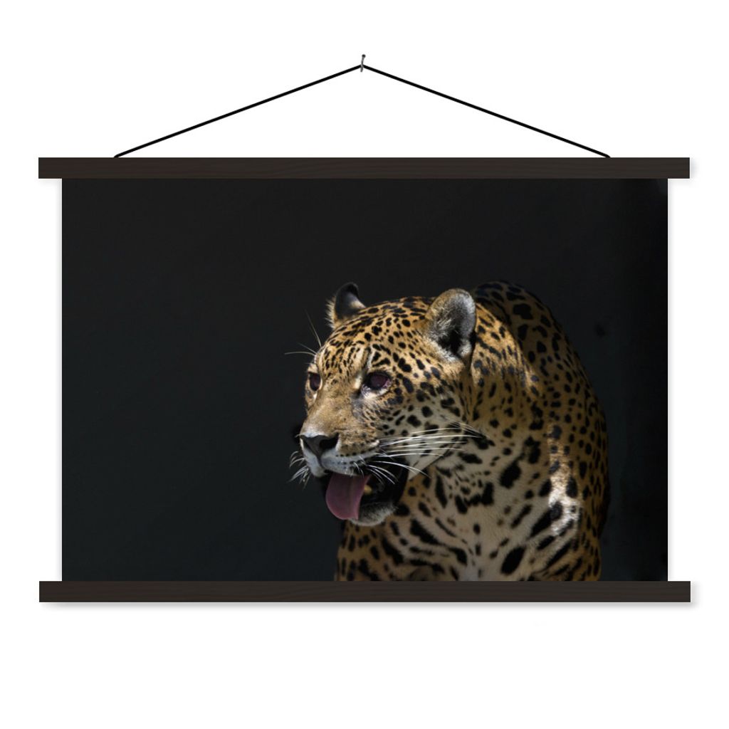 MuchoWow Textilposter Jaguar - Hochformat - Schwarz 120x80 cm mit schwarzem Rahmen - Wanddeko