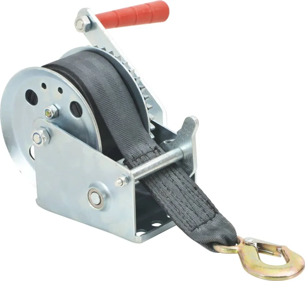 Treuil manuel 540 kg robuste en acier zingué avec sangle nylon haute sécurité