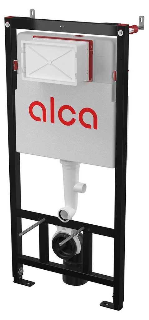A wall-mounted toilet cistern and frame system.