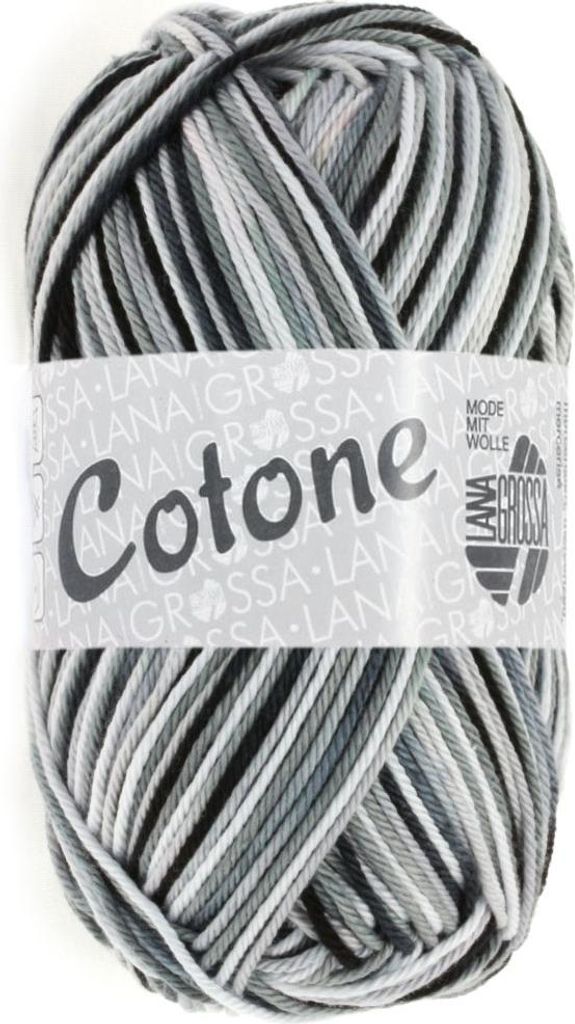 Lana Grossa - Cotone Print 0317 weiß silbergrau dunkelgrau schwarz