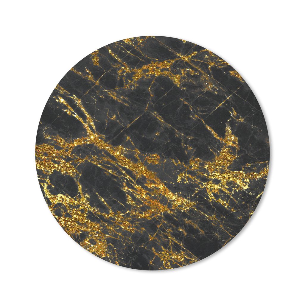 MuchoWow Mauspad Mousepad Marmor - Gold - Schwarz - Chic 20x20 cm - Mousepads - Maus Mat - Pad - Mausunterlage - Schreibtischmatte