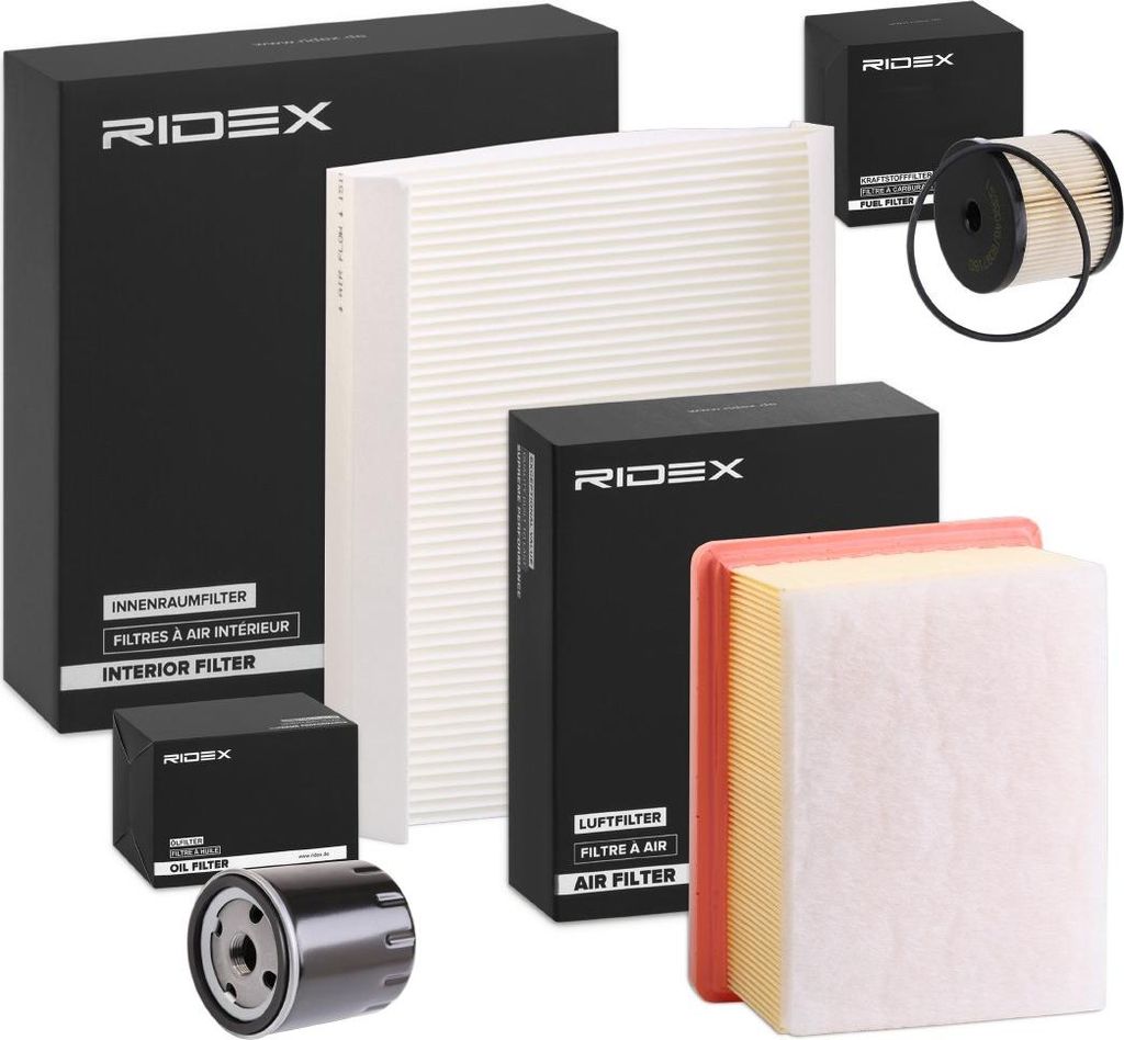 RIDEX Filterset Inspektionspaket Filtersatz passend für PEUGEOT PARTNER Combispace (5F) PARTNER Kasten (5) PARTNER Pritsche/Fahrgestell für CITROËN