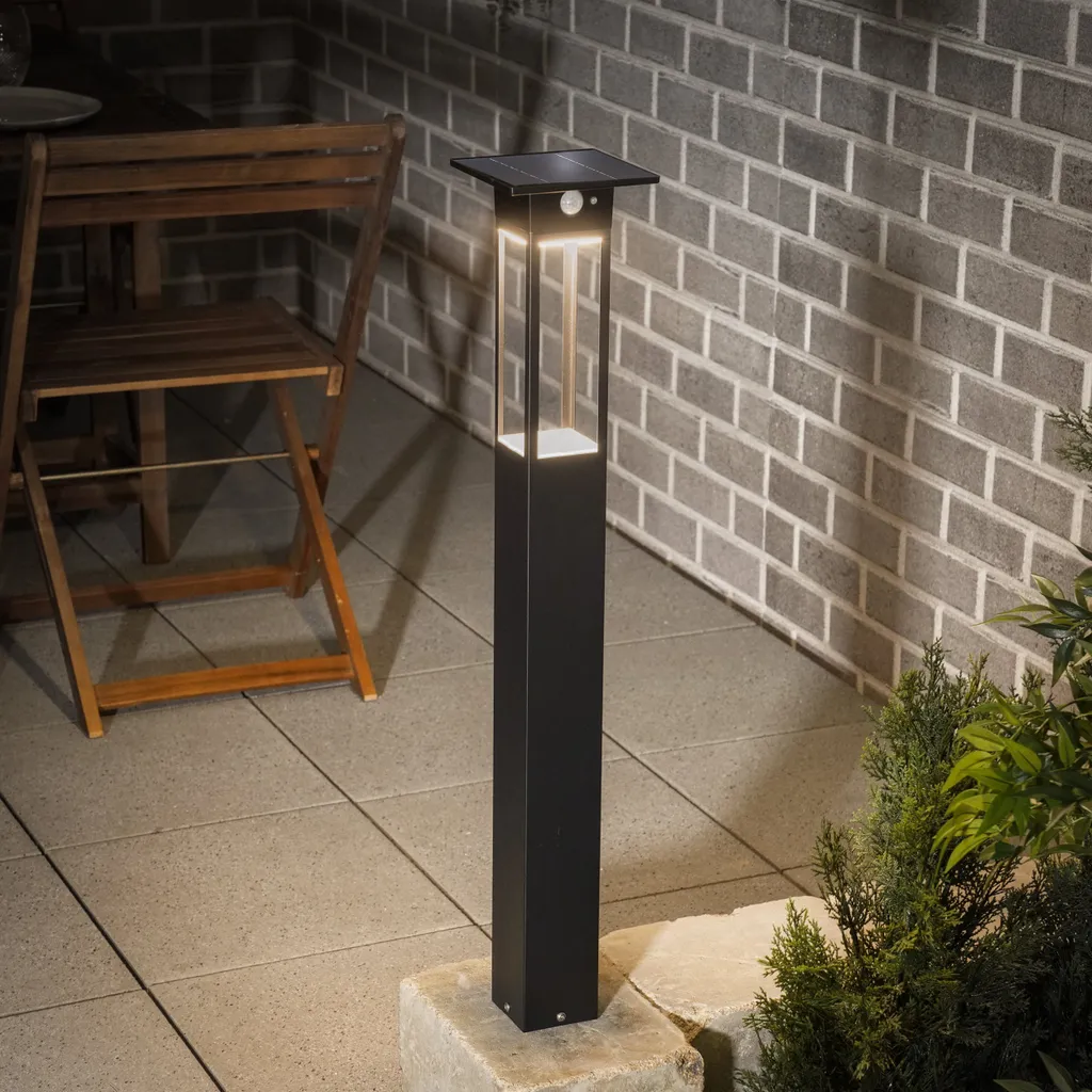 Éclairage solaire automatique extérieur anti-pluie noir 84 cm IP44