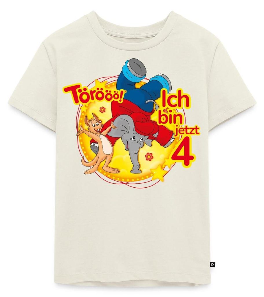Spreadshirt Benjamin Blümchen Ich Bin Jetzt 4 Kinder Premium T-Shirt, 122/128 (6 Jahre), Naturweiß