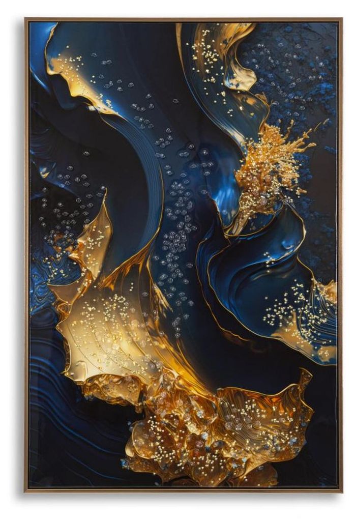 Leinwanddruck Andromeda B mit Marmor-Effekt in Blau und Gold, 60x90 cm