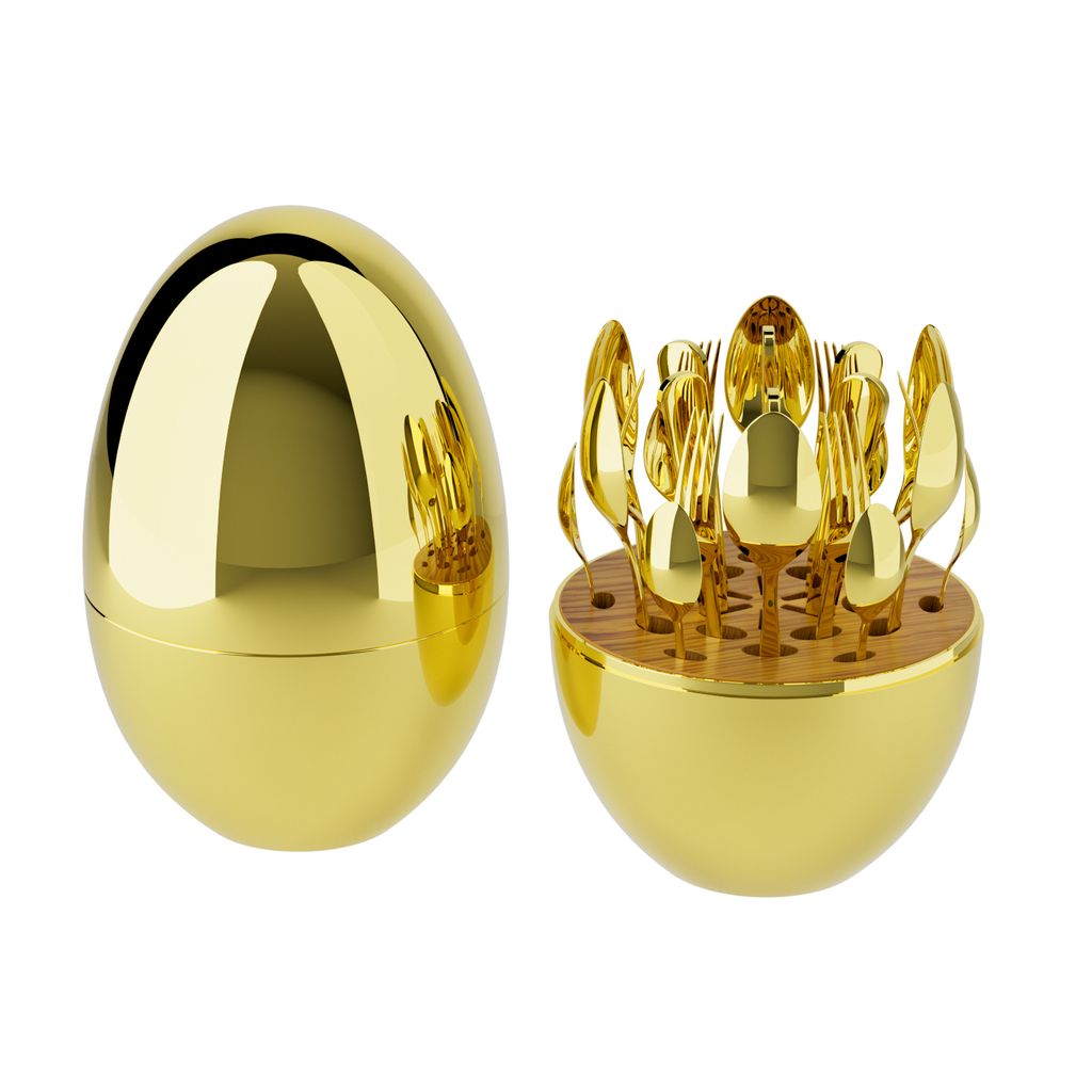 Besteck-Set für 6 Personen cutlery set Ei-Geschirrset 24 Stück Edelstahl Teelöffel Messer Gold