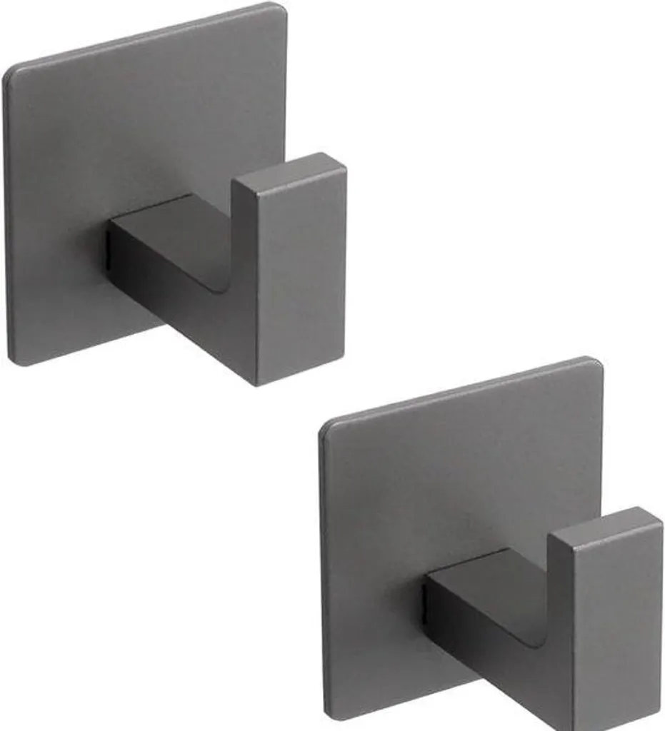 Supports pour tringles à vêtements et crochets cuisine inox - Lot de 2