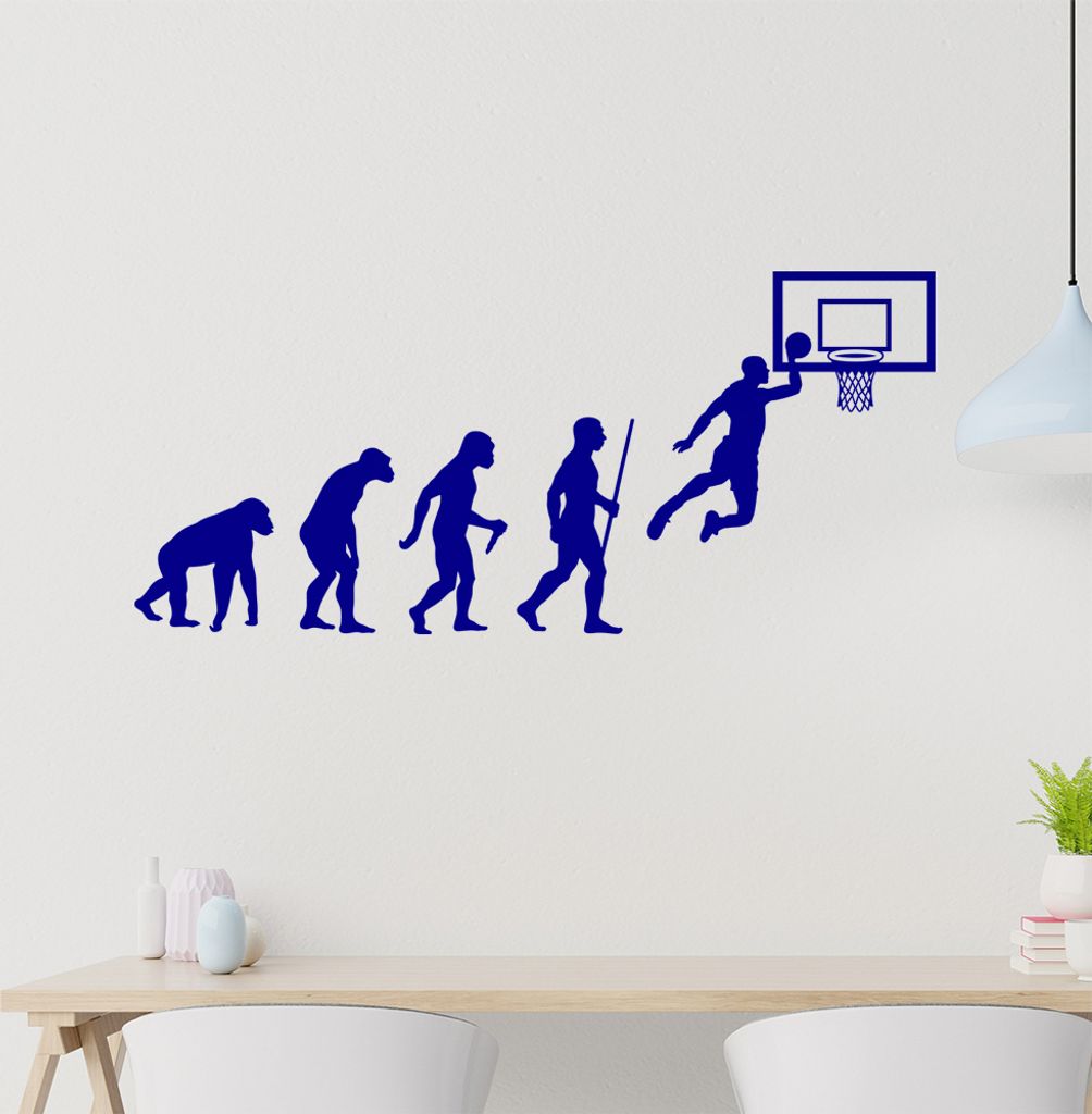 Basketball Spiel Evolution Wandtattoo Wandaufkleber Wall Sticker - Dekoration, Küche, Wohnzimmer, Schlafzimmer, Badezimmer