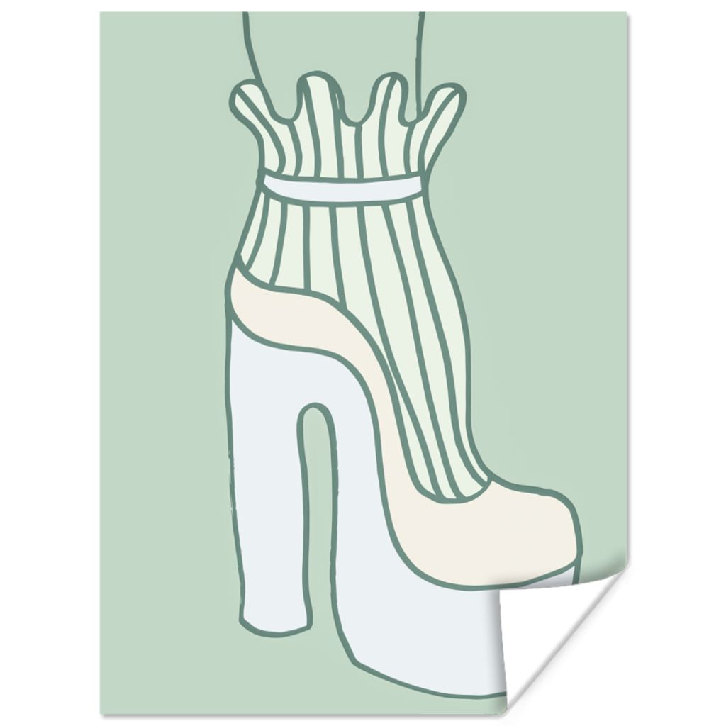 MuchoWow Poster Schuh - Grün - Abstrakt - Kleidung 120x160 cm - Wandbilder