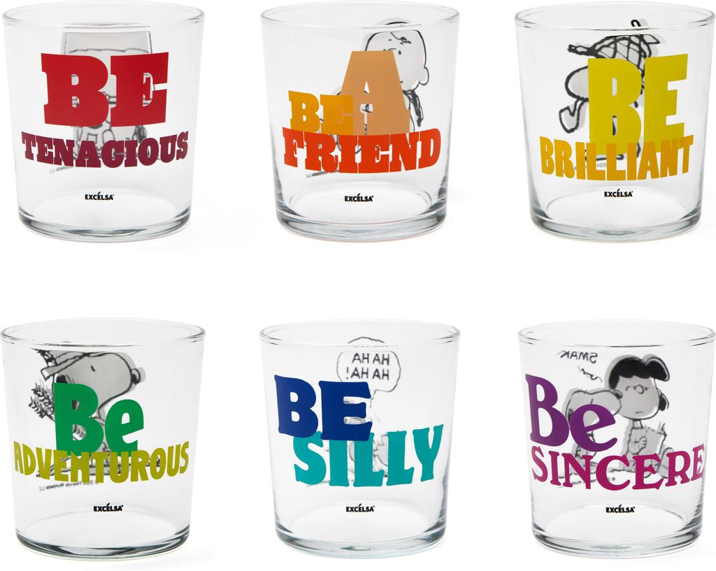Set Excelsa 6 bicchieri Peanuts Be 35 cl in vetro colorato Immagine del prodotto 