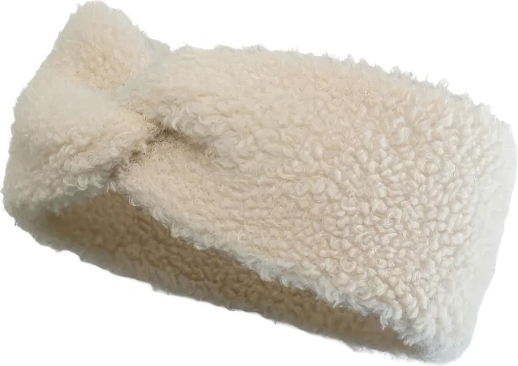 styleBREAKER Damen Stirnband Teddyfell Optik mit Twist Knoten Detail | Weiches elastisches Winter Haarband | Warmes Kopfband Ohrenwärmer 56-59 cm
