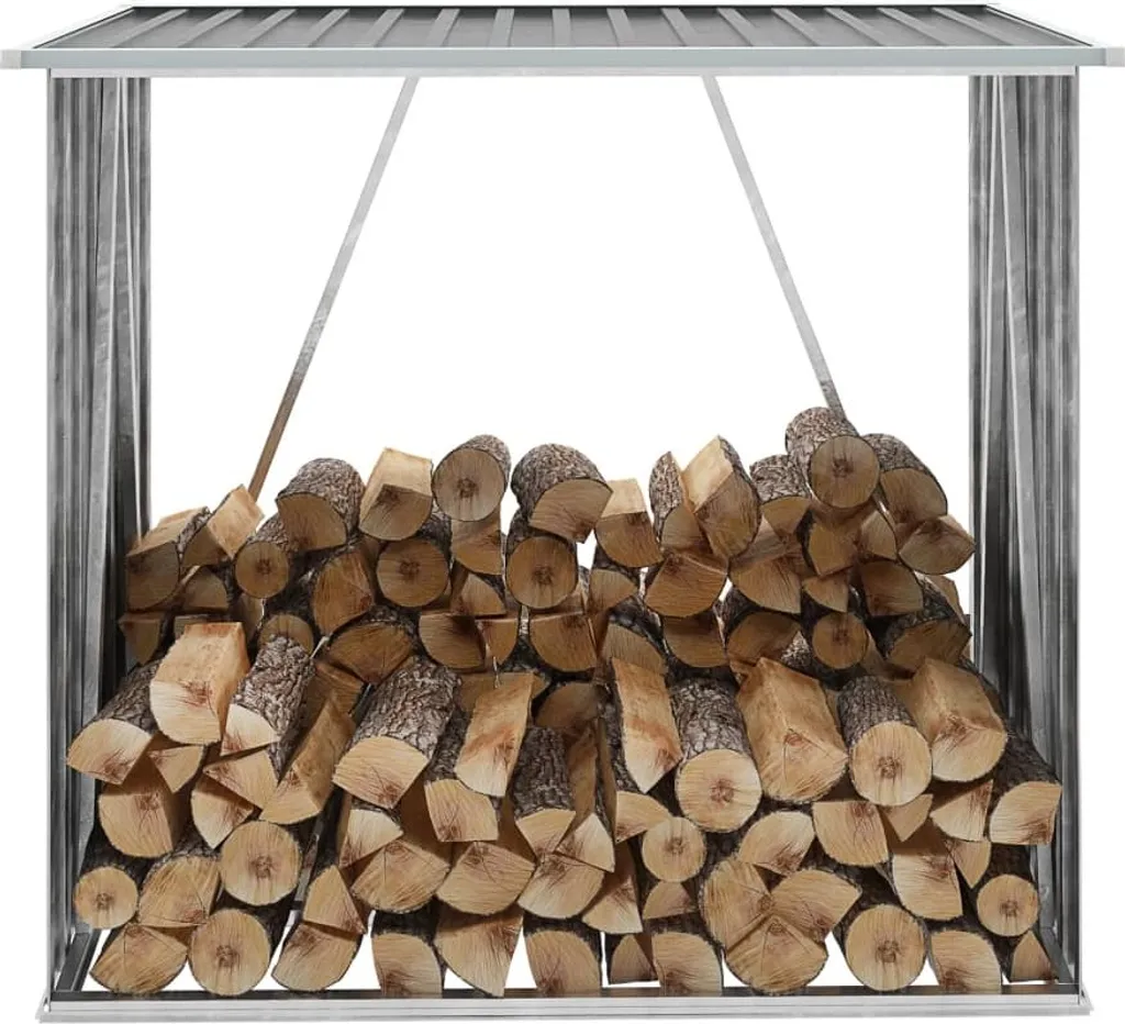 Portalegna in Acciaio Zincato Grigio 163x83x154 cm | The Living Store
