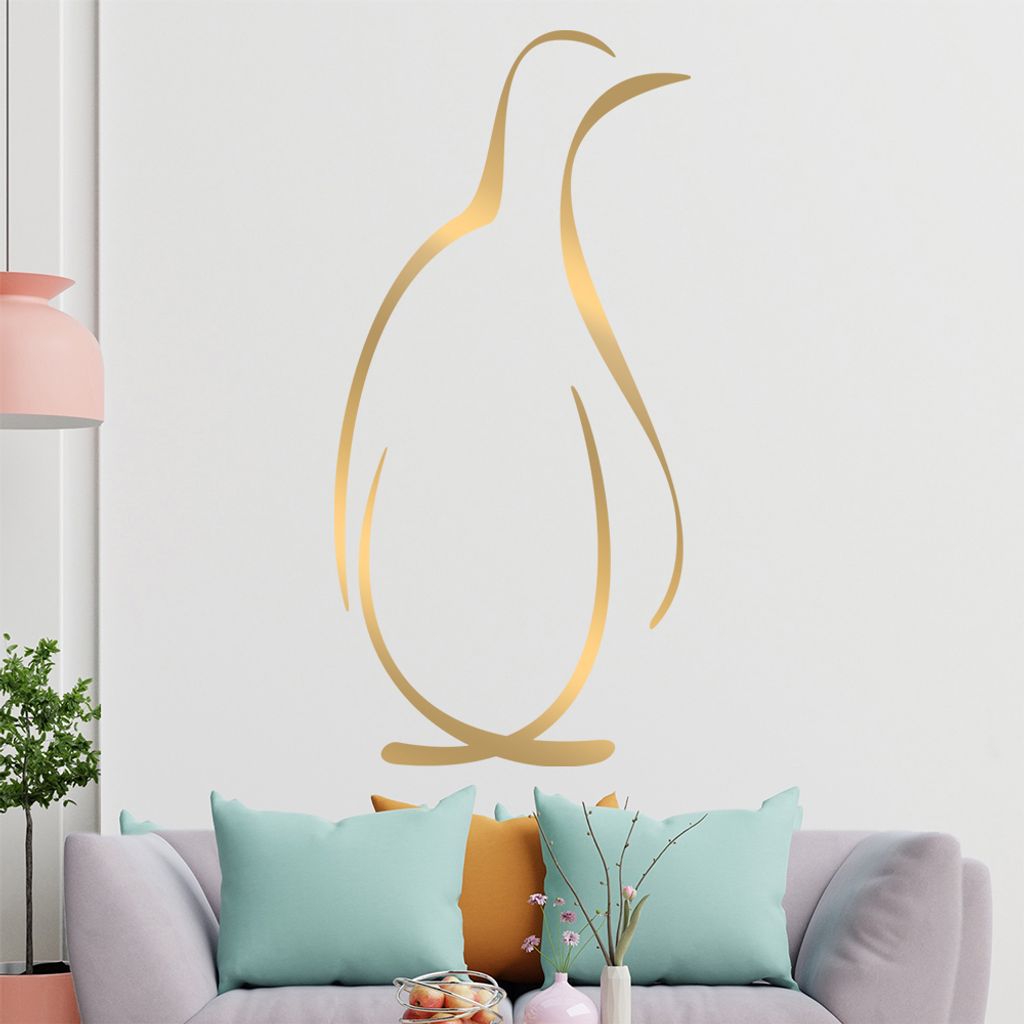 Pinguin Linien Wandtattoo in 6 Größen - Wandaufkleber Wall Sticker - Dekoration, Küche, Wohnzimmer, Schlafzimmer, Badezimmer