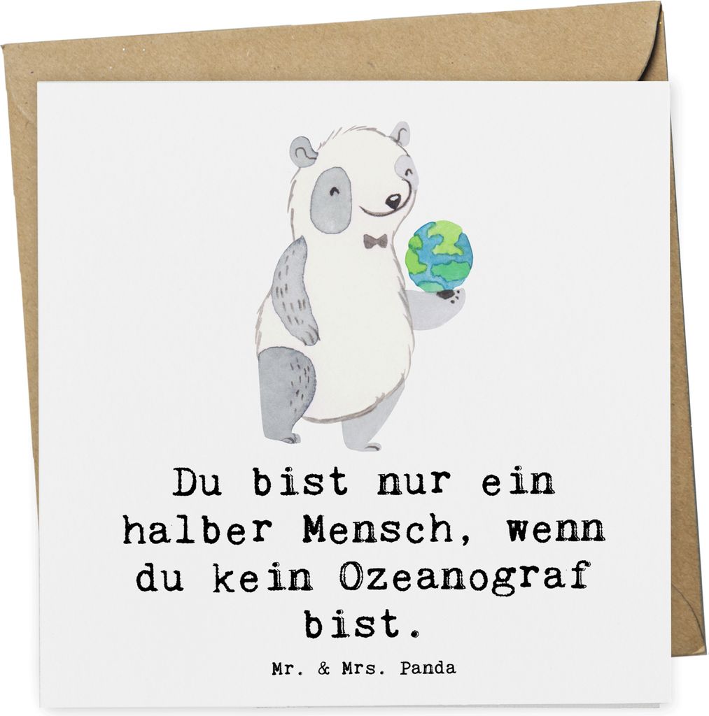 Mr. & Mrs. Panda Deluxe Karte Ozeanograf Herz - Weiß - Geschenk, anlasskarte, Spruch, Lustig, Klappkarte, faltkarte, Meeresbiologe, Studium, Witzi...