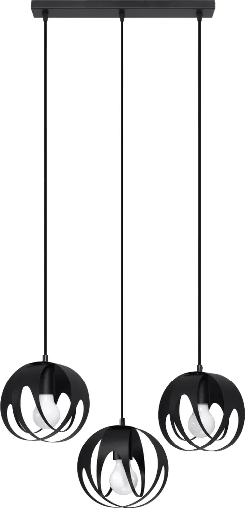 Elegante lampada a sospensione RIOX 3 E27 nera, LUMILO