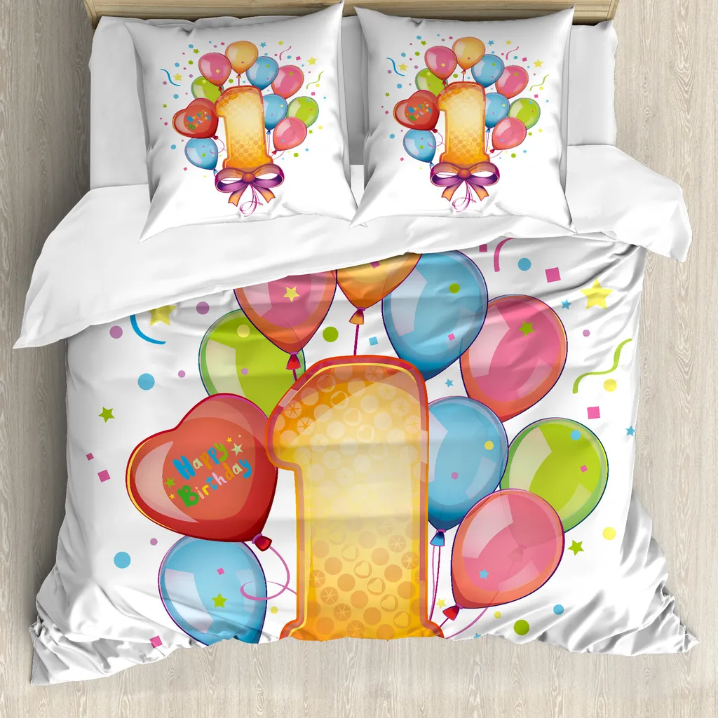 Set Copripiumino Antiacaro 155x220 ABAKUHAUS Compleanno Vintage