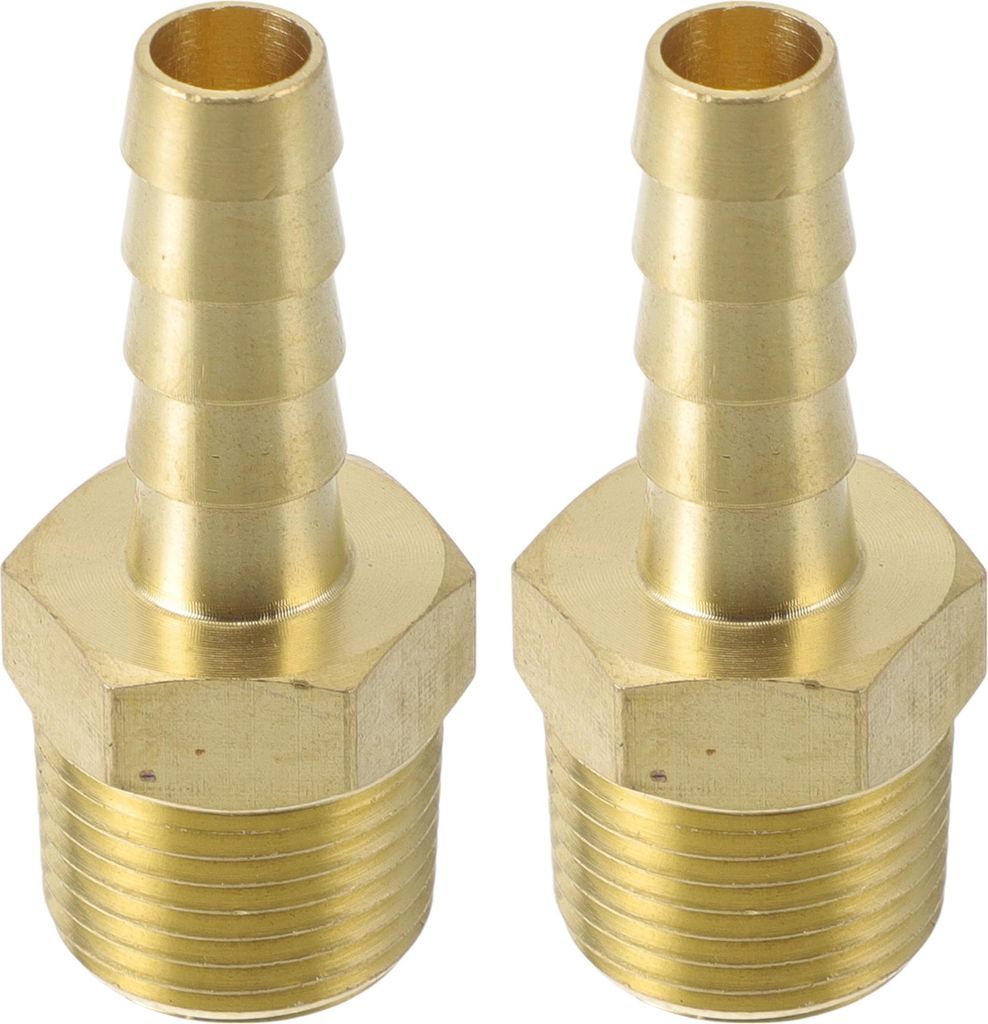 Messing Schlauchstutzen 5/16" 3/8"NPT Männliches Gewinde Gerader Stutzenverbinder für Luft Wasser Öl Gas Kraftstoff 2 Stück Goldton