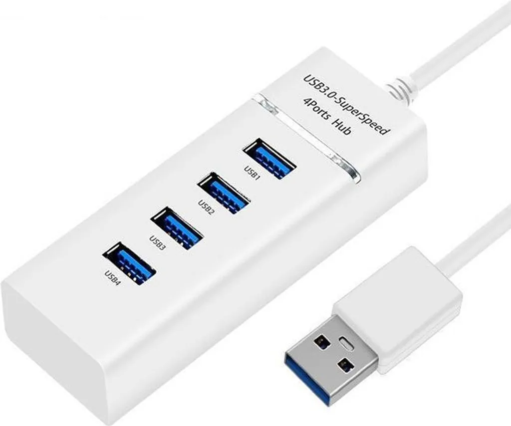 INF Hub USB 3.0 con 4 Porte e Interruttori: Bianco Alta Velocità