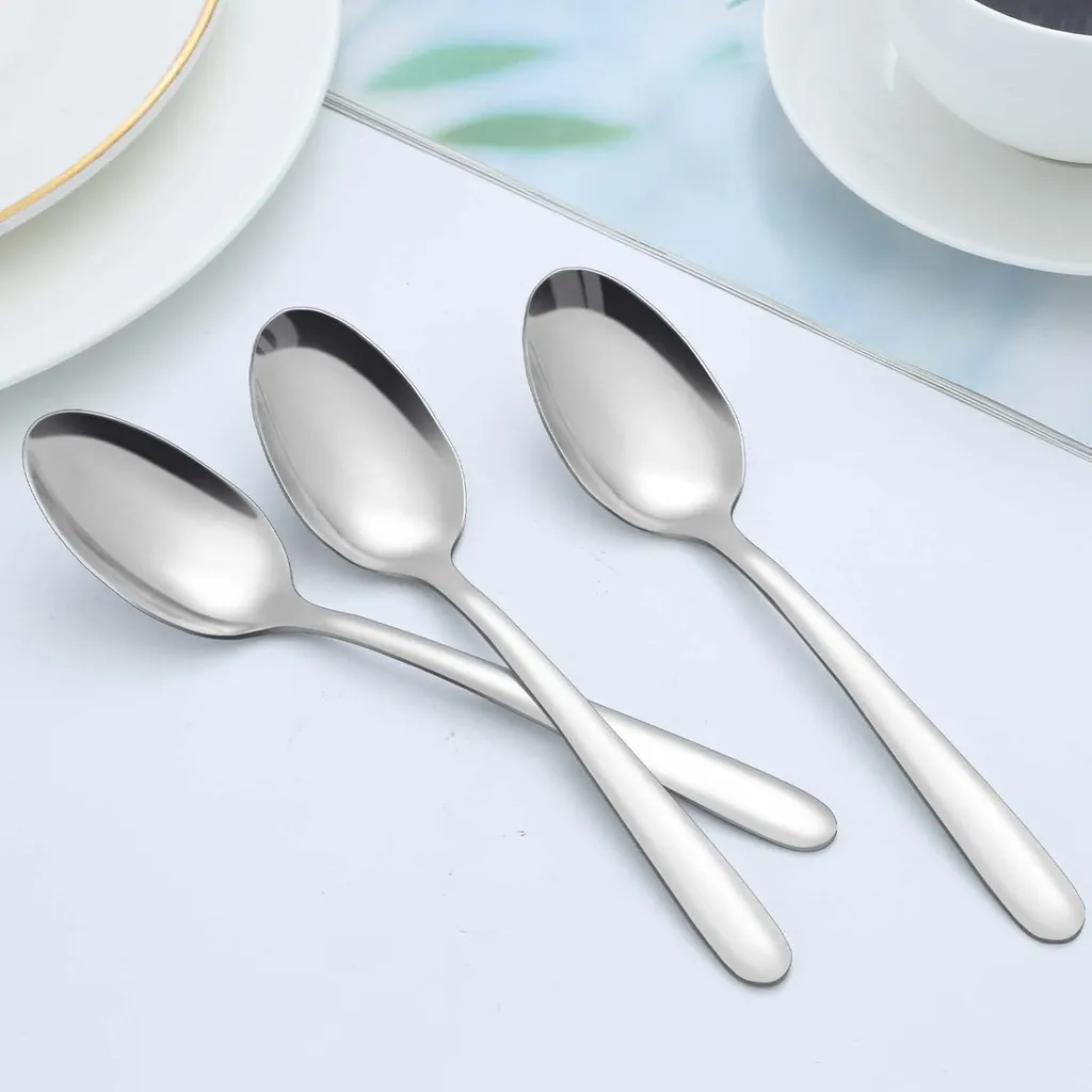 HaWare,Set Di 12 Cucchiaini Da Tè In Acciaio Inox, Con Bordo Quadrato