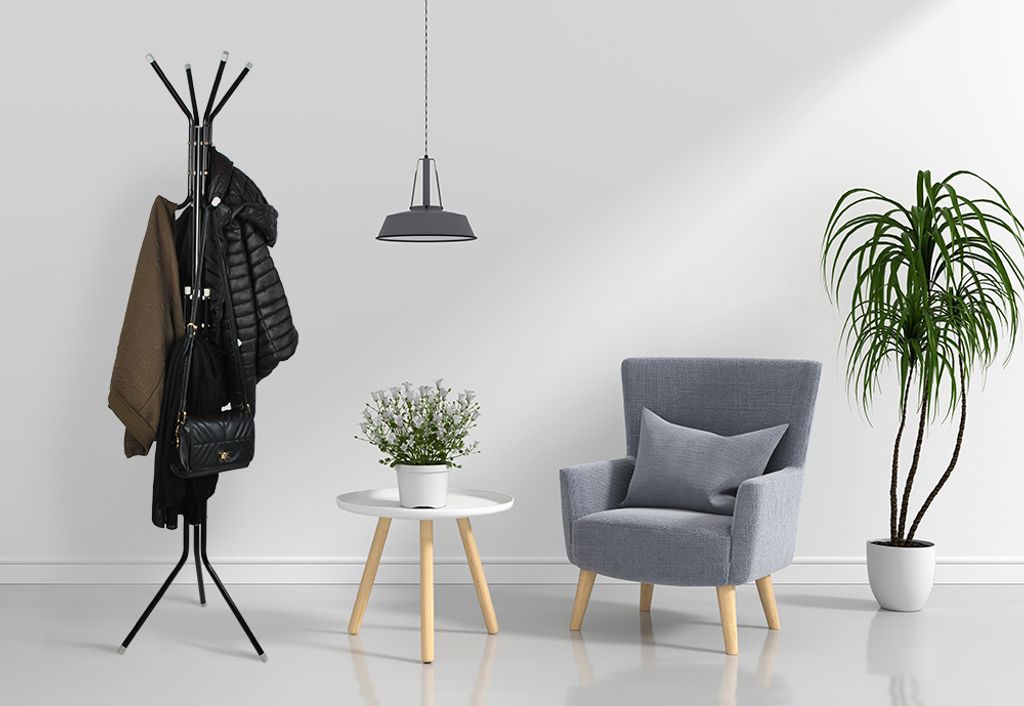 Kleiderbügel, 12 Haken, schwarz und weiß, 175 cm, Isotrade Produktbild 3