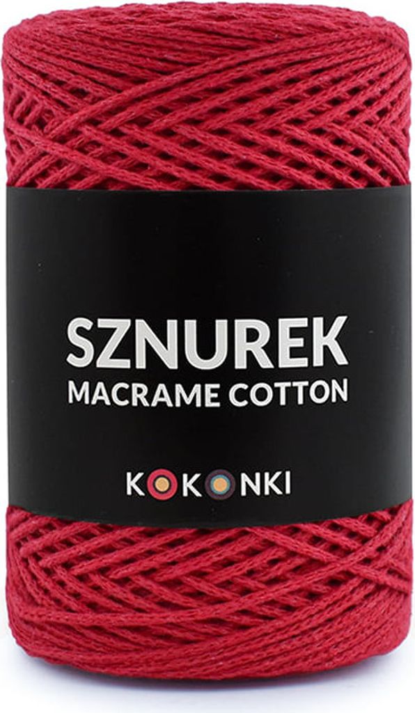 Kokonki Makramee Baumwollgarn 2mm, Rot, 200m, 100% Recycelte Baumwolle