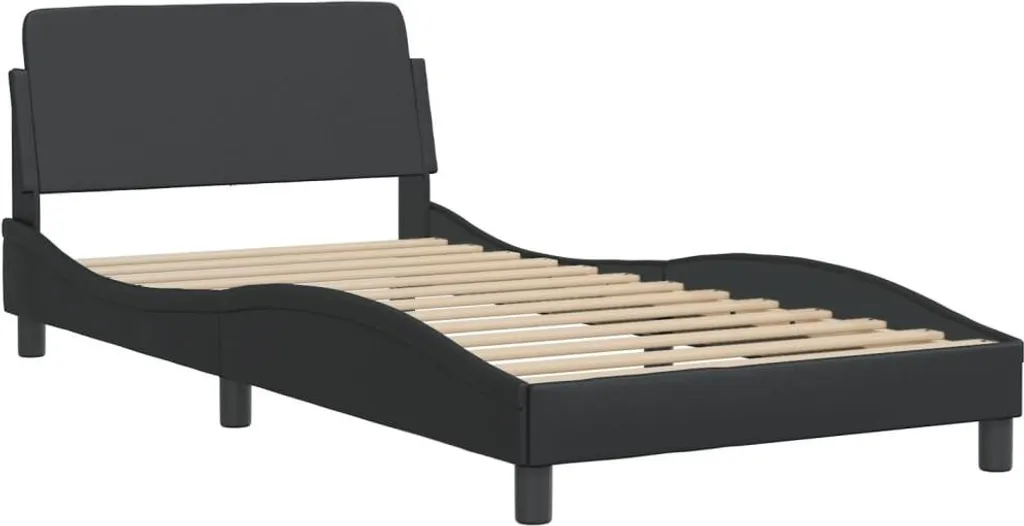 Lit Simple 100x203 cm Dover Noir - Structure de Lit en Simili Cuir