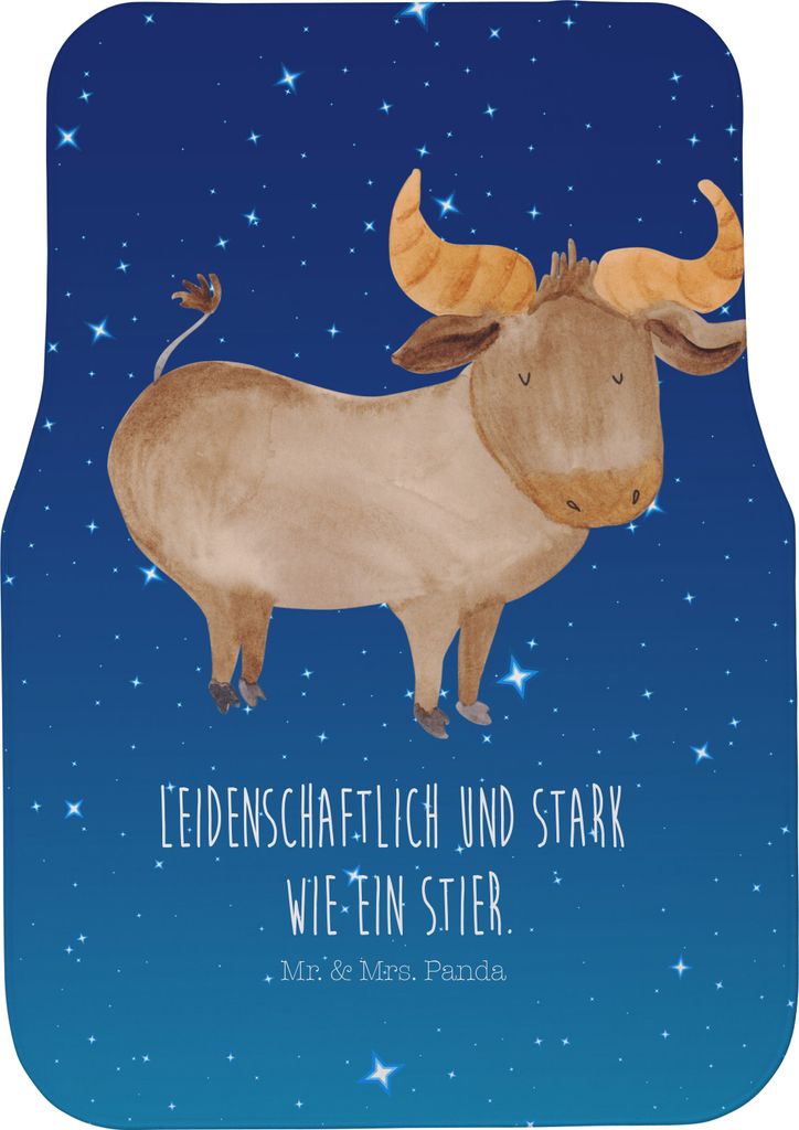 Mr. & Mrs. Panda Auto-Fußmatte Sternzeichen Stier - Sternenhimmel Blau - Geschenk, Auto Fußmatte, Automatte, Geburtstag Mai, Rind, Autoteppich, O...