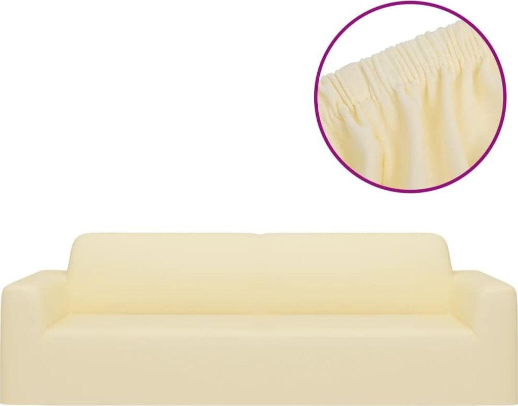vidaXL Stretch Sofahusse 3-Sitzer Creme Polyester-Jersey