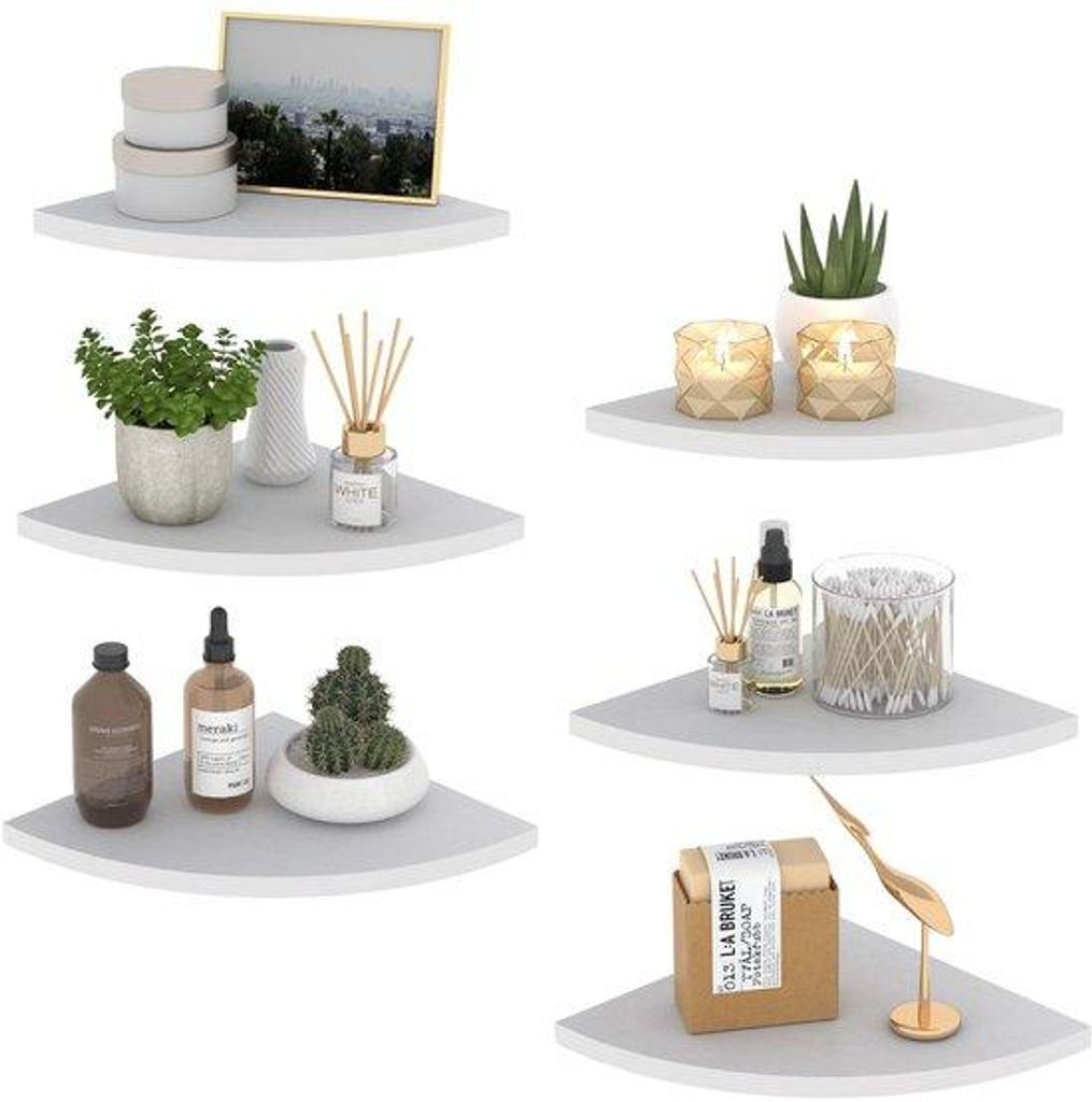 Unyqoos Set mit 6 multifunktionalen Eckregalen für jeden Raum im Haus, ideal zur optimalen Raumnutzung