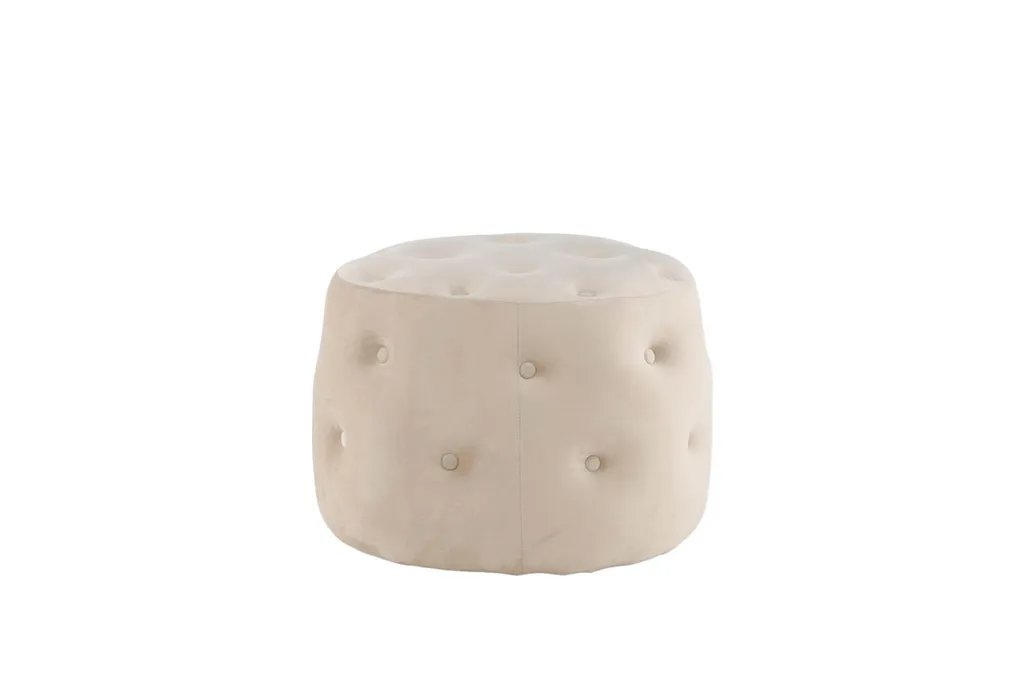 Pouf en velours blanc Benjamin Ø55cm - Texture douce et assise ronde