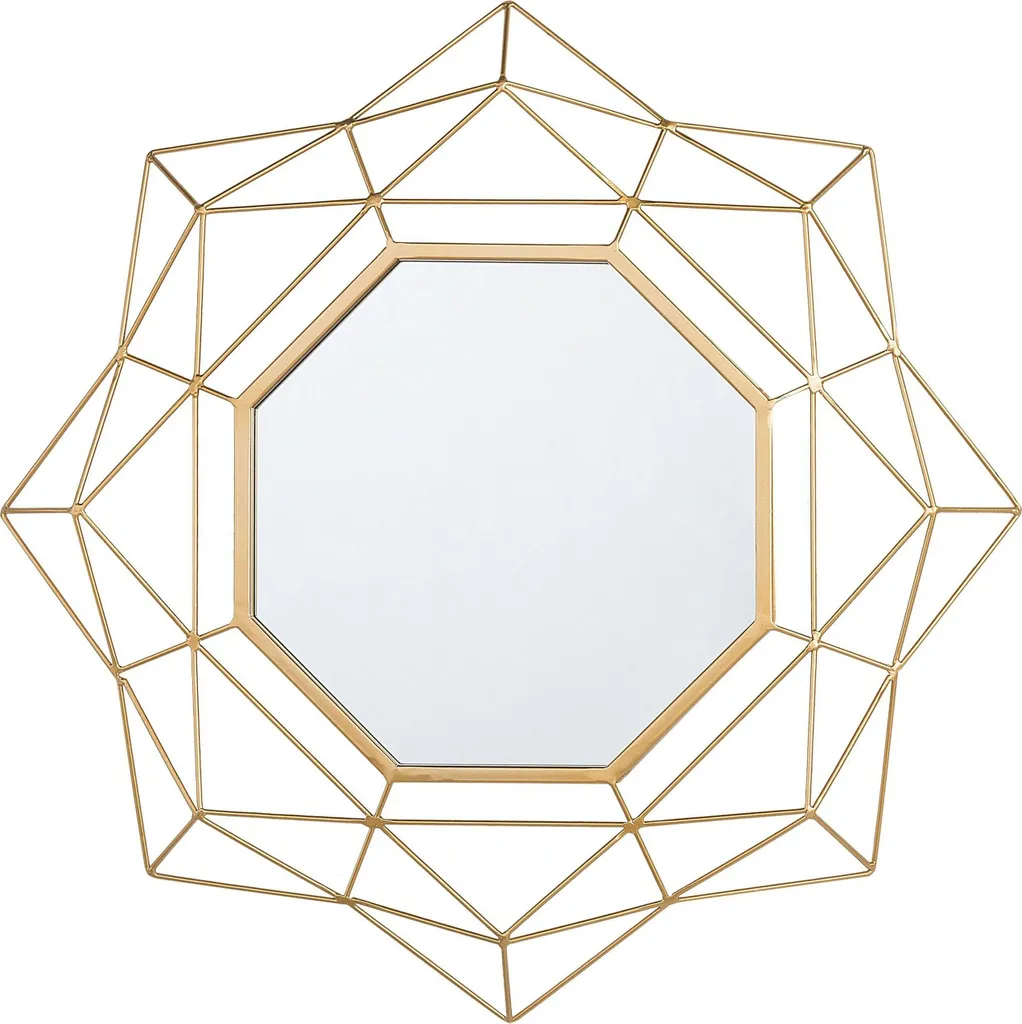 Miroir Géométrique Or ø 60 cm en Métal Moderne pour Salon et Entrée