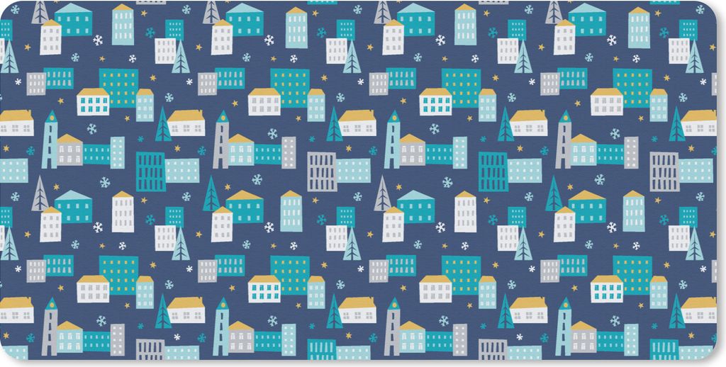 MuchoWow Schreibtischunterlage Winter - Stadt - Nacht - Muster 80x40 cm - XXL Mauspad - Gaming Mauspad