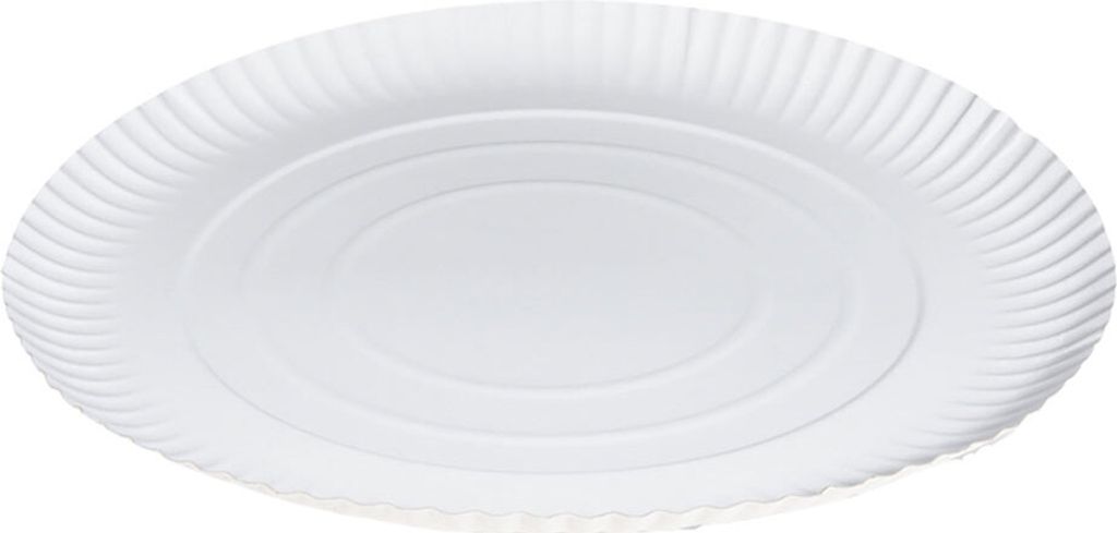 50 Pappteller Kuchenteller Imbissteller rund Ø 26 cm aus Recyclingkarton, weiß