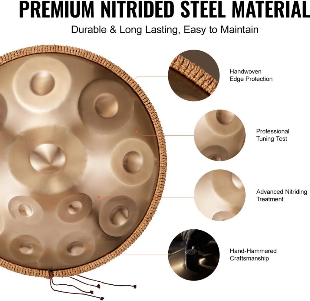 Handpan ré mineur de haute qualité avec 12 notes et finition acier - 4