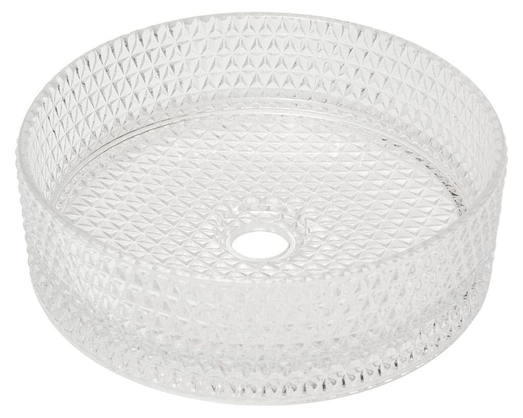 SAT PURITY Aufsatzwaschbecken Ø 36 cm aus Klarglas, Reliefstruktur
