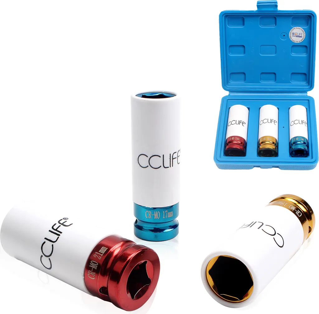 CCLIFE Douilles 1/2 pour Clé à Chocs 17 19 21 mm en Acier Robuste