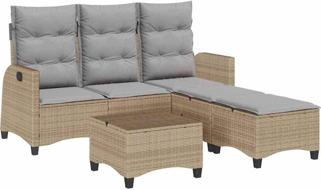"WINTER SALE" 3-tlg. Garten-Lounge-Set - elegantes Design - Sitzgruppe/Gartengarnitur - mit Kissen L-Form Beige Poly Rattan - Terassenmöbel NeuMö...