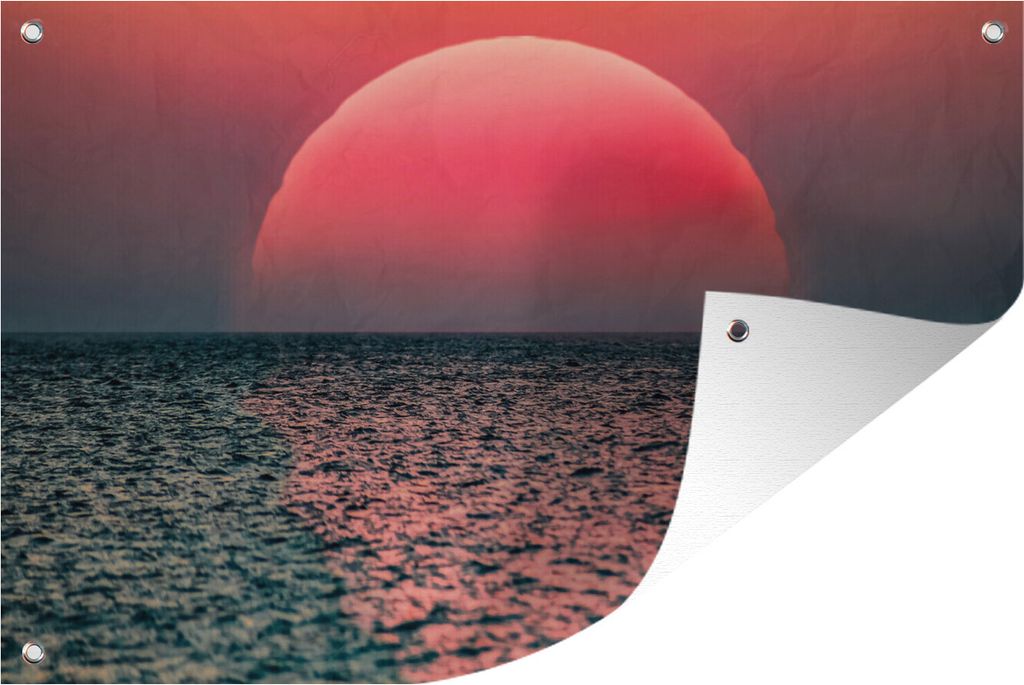 MuchoWow 120x80 cm Outdoor-Poster Gartendeko Sichtschutz Garten Poster für den Garten Sonnenuntergang auf dem Meer