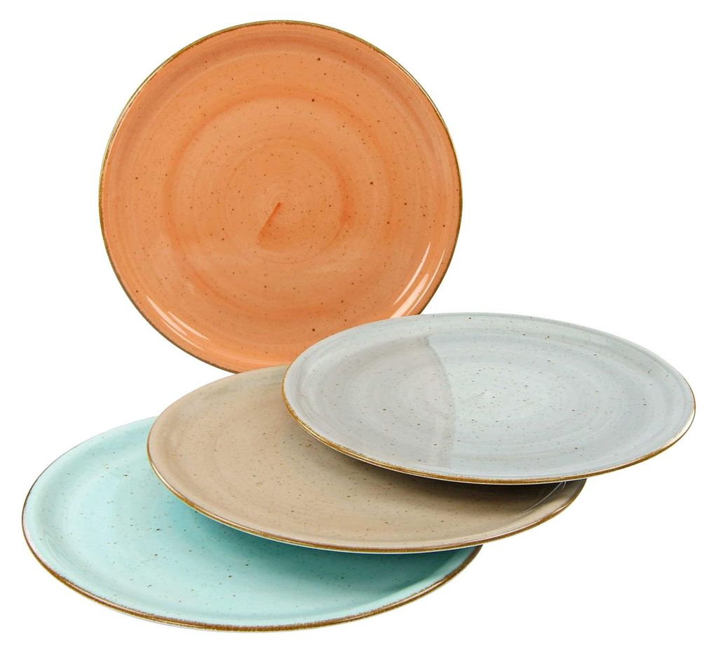 CreaTable, 17728, Vintage Nature Bunt, Pizzateller 4-tlg, Porzellan