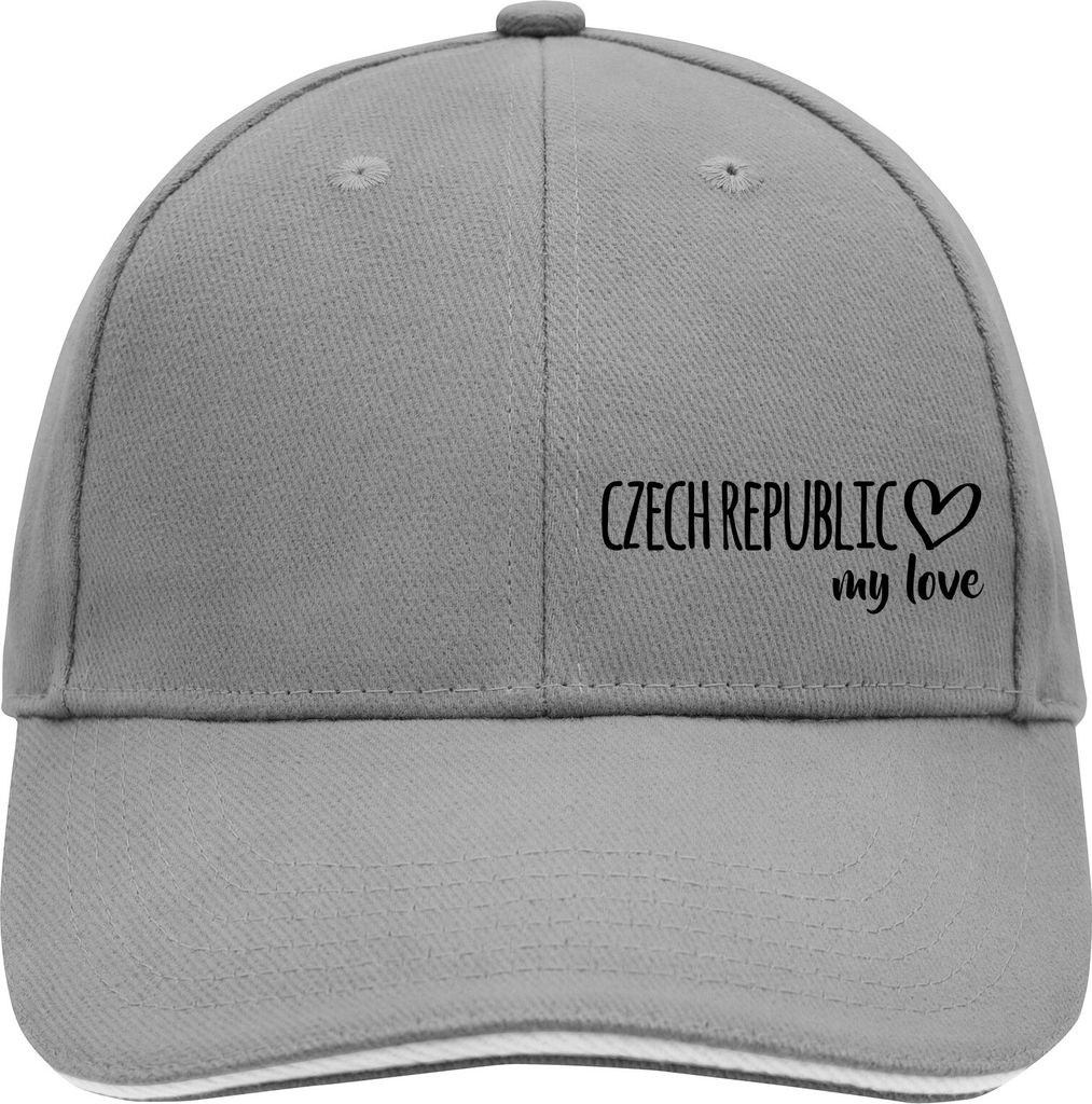 Huuraa Cappy Mütze Czech Republic my love Dark Grey/White Baumwolle 6-Panel Kappe Geschenkidee