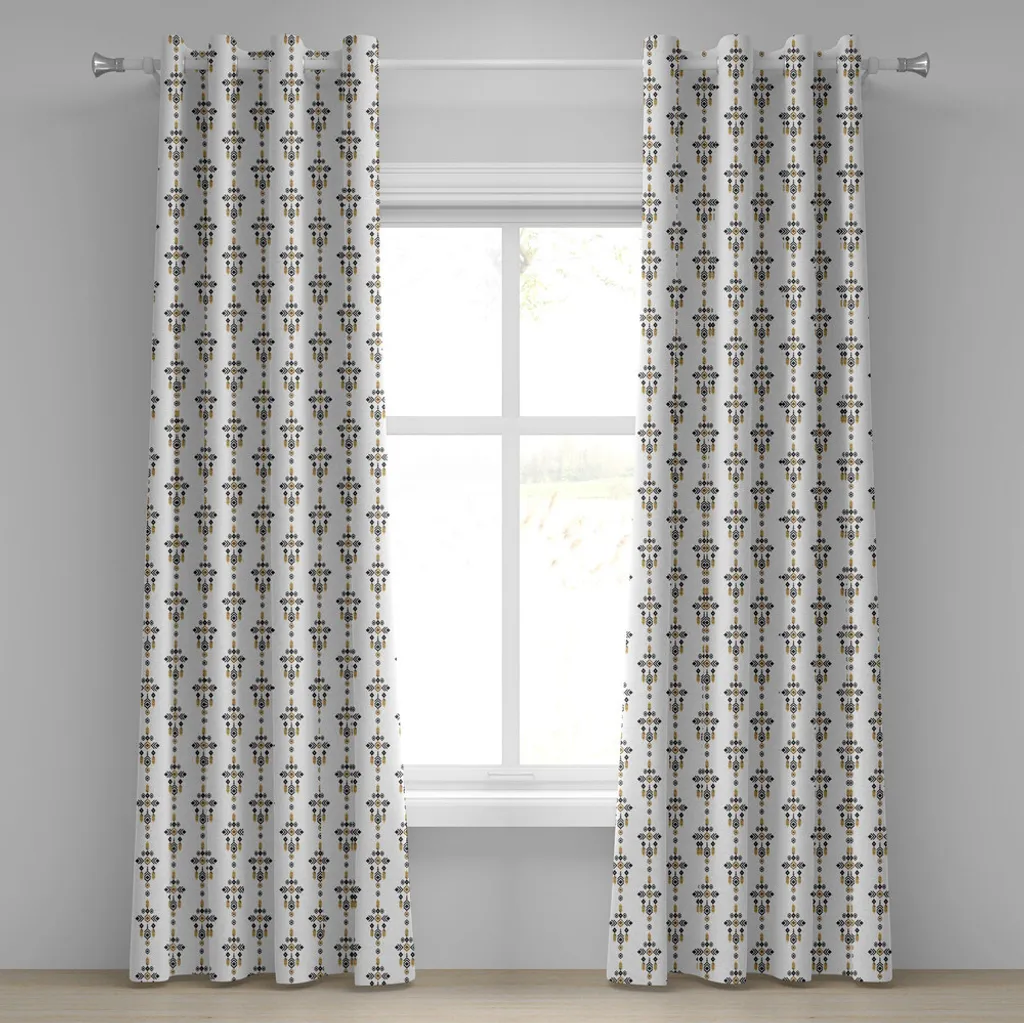 Paire de rideaux occultants décoratifs style Maya et Aztèque 280 cm