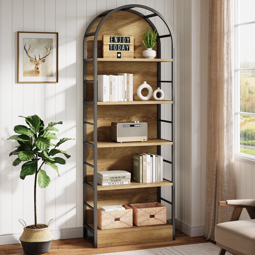 Tribesigns 5-stöckiges, gewölbtes Bücherregal, 180 cm hoch, Produktbild 