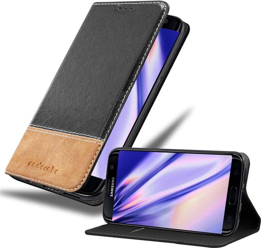 Cadorabo Hülle für Samsung Galaxy S7 EDGE Schutzhülle in Schwarz SHandyhülle Book Case Etui Kunstleder