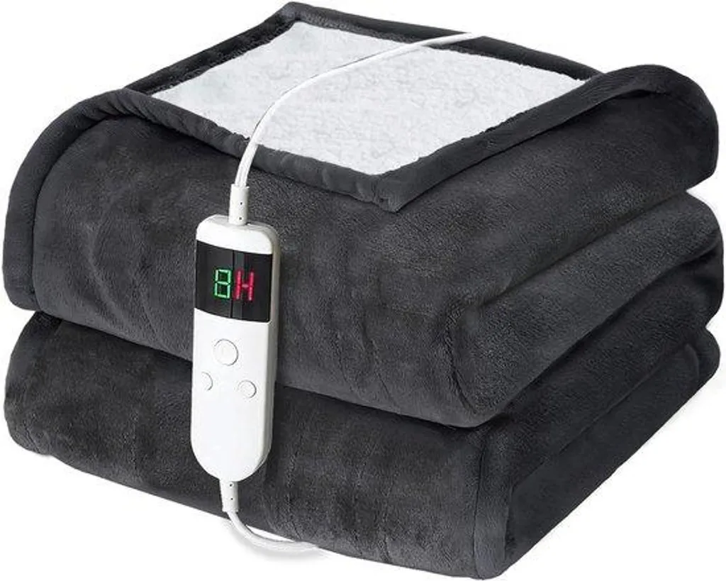 Couverture chauffante électrique 130x180 cm grise avec arrêt automatique