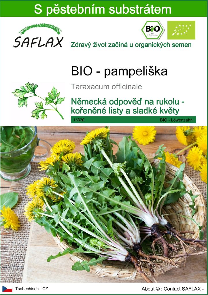 SAFLAX - BIO - pampeliška - Taraxacum officinale - 400 Obrázek produktu 