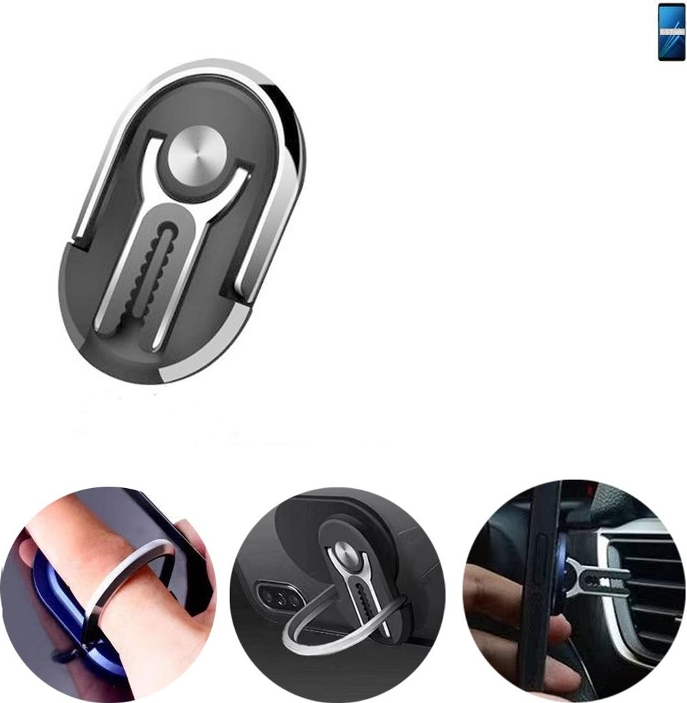K-S-Trade 3in1 Smartphone-Ring Handy-Ring kompatibel mit Samsung Galaxy A8+ (2018) Duos Fingerhalterung Handyring Tischständer