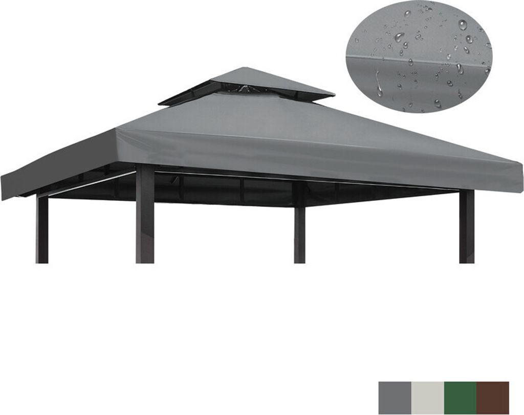 (Beige)Ersatzdach Doppeltop für Pavillon Wasserdicht Pavilliondach Anti-UV Pavillon Dach PA-beschichtet Pavillondach Ersatzbezug für Yard Pat...