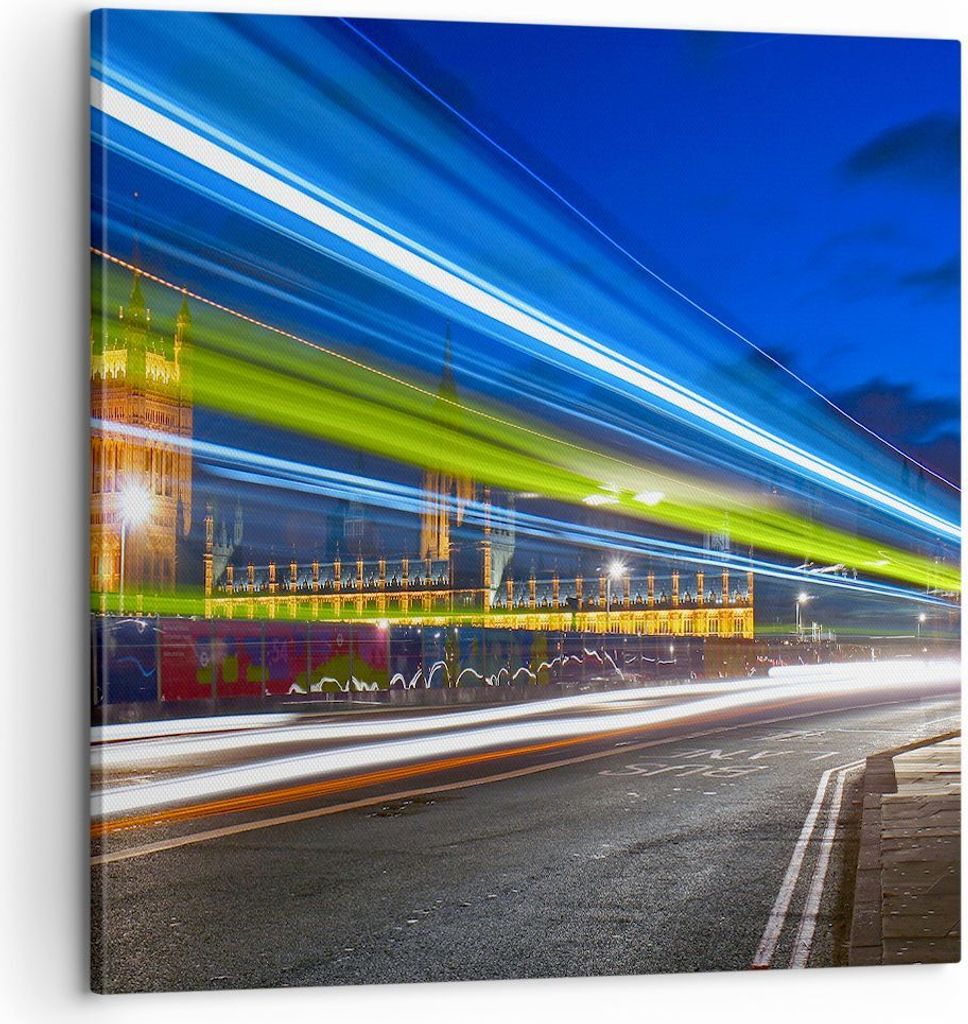 Bild auf Leinwand - Leinwandbild - London Parlamentsgebäude Big ben - 60x60cm - Wand Bild - Wanddeko - Leinwanddruck - Bilder - Kunstdruck - Wandd...