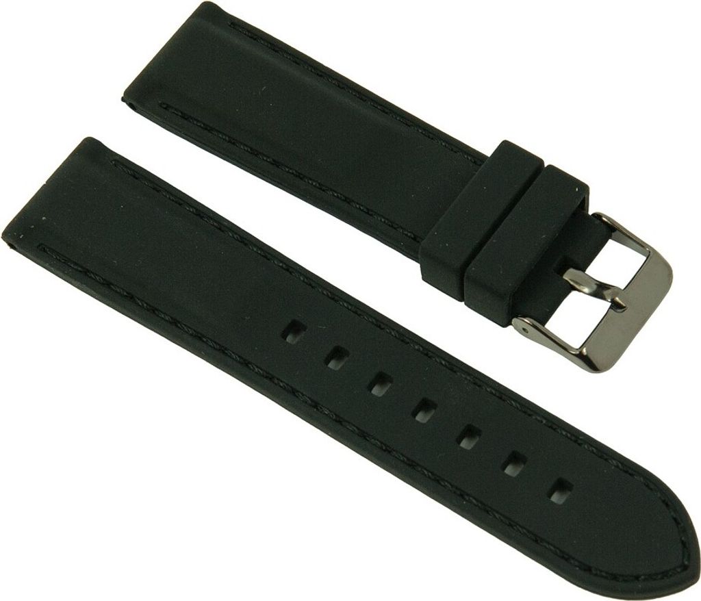 Uhrenarmband Silikon mit schwarzer Naht 26690B, Stegbreite:20mm