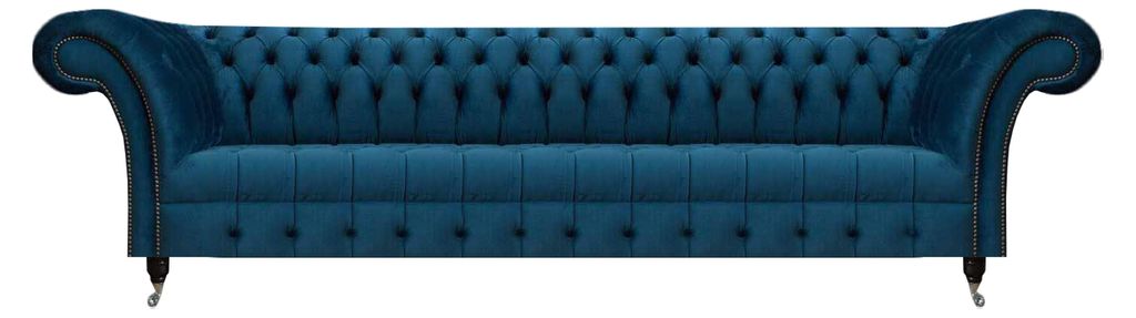 s Blaues Chesterfield Sofa Polstercouch Designer Textil Sofa